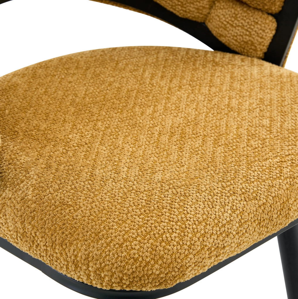 Sgabello da bar in velluto giallo con struttura in metallo nero HOMVRA