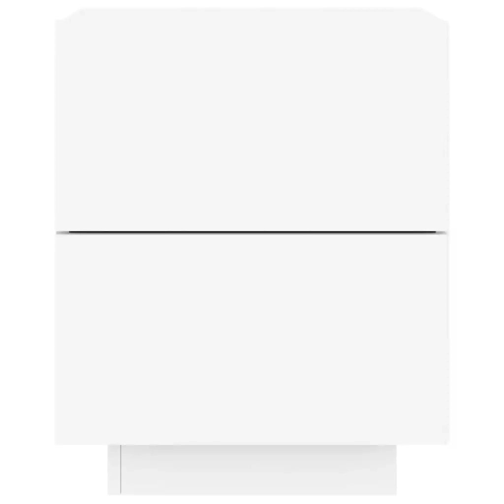 Comodino | Armadio da Notte | Mobiletto da notte con Luci LED Bianco in Legno Multistrato