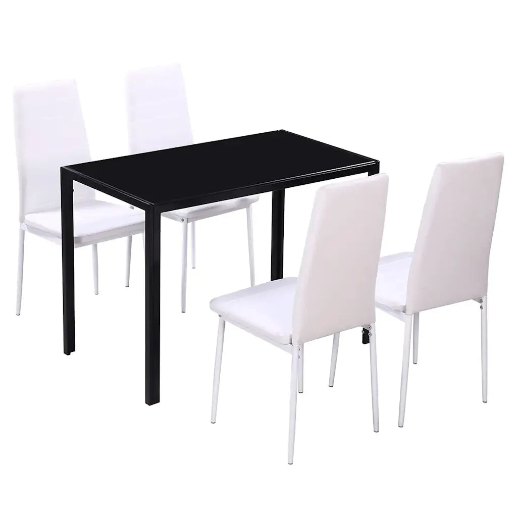 Set Tavolo da Pranzo 5 pz in Pelle Artificiale Nero e Bianco 275413