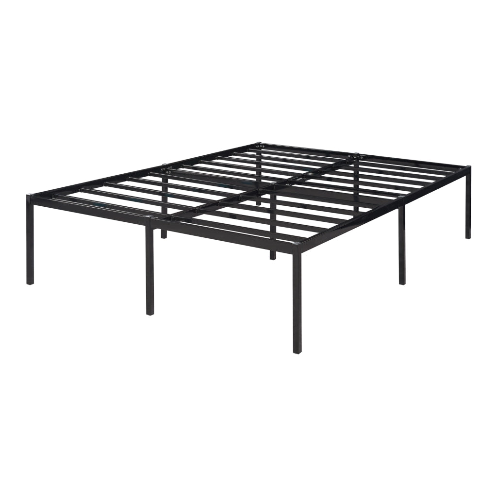Struttura Letto Francese Vårdö 140 x 200 cm in Acciaio Nero [en.casa]