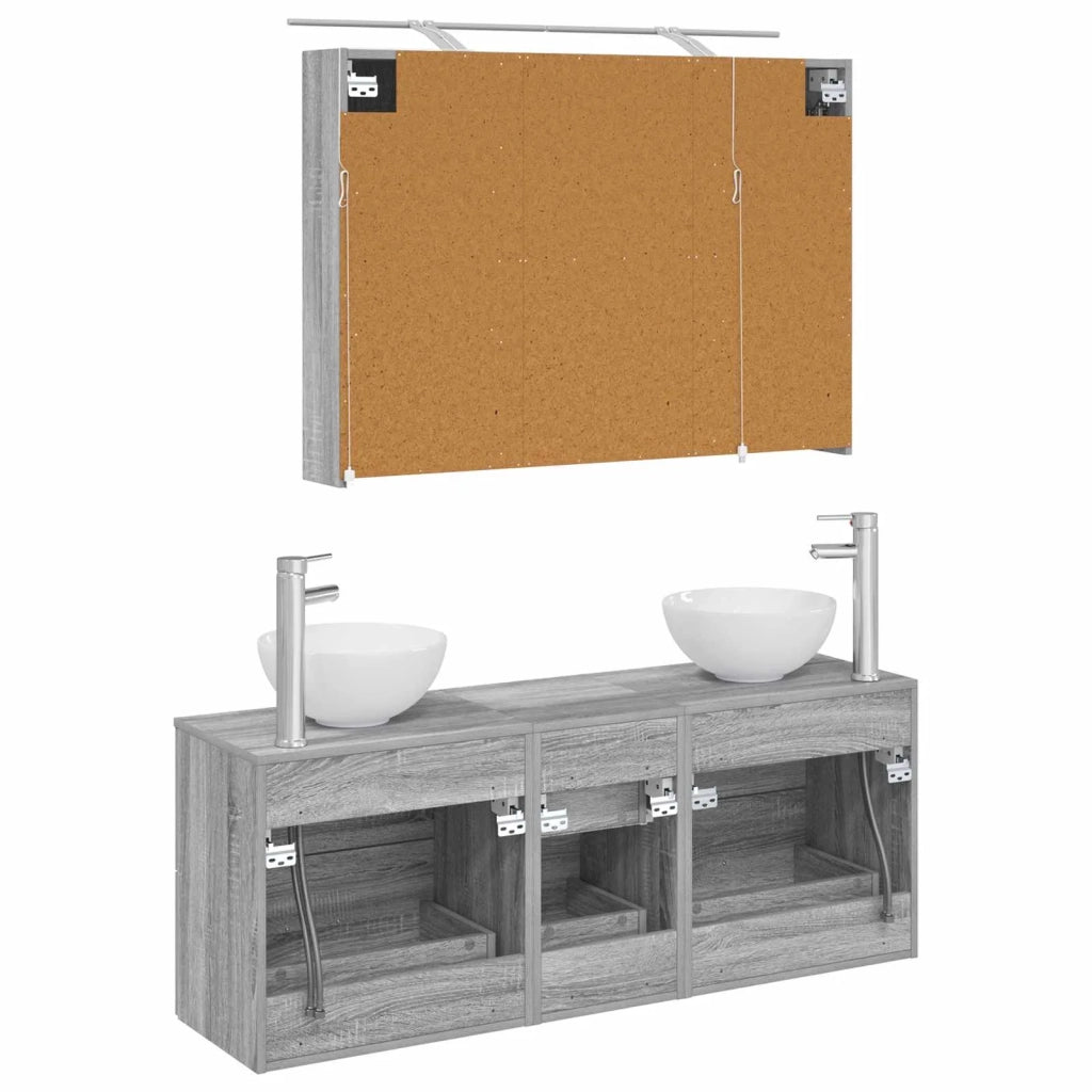 Set di mobili per il bagno 4 pz Sonoma grigio 3406700