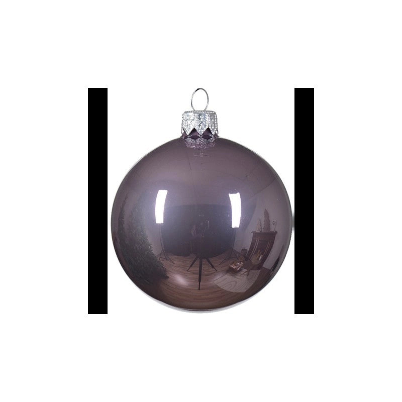 Set 6 palline di Natale in vetro lilla lucido Ø8 cm