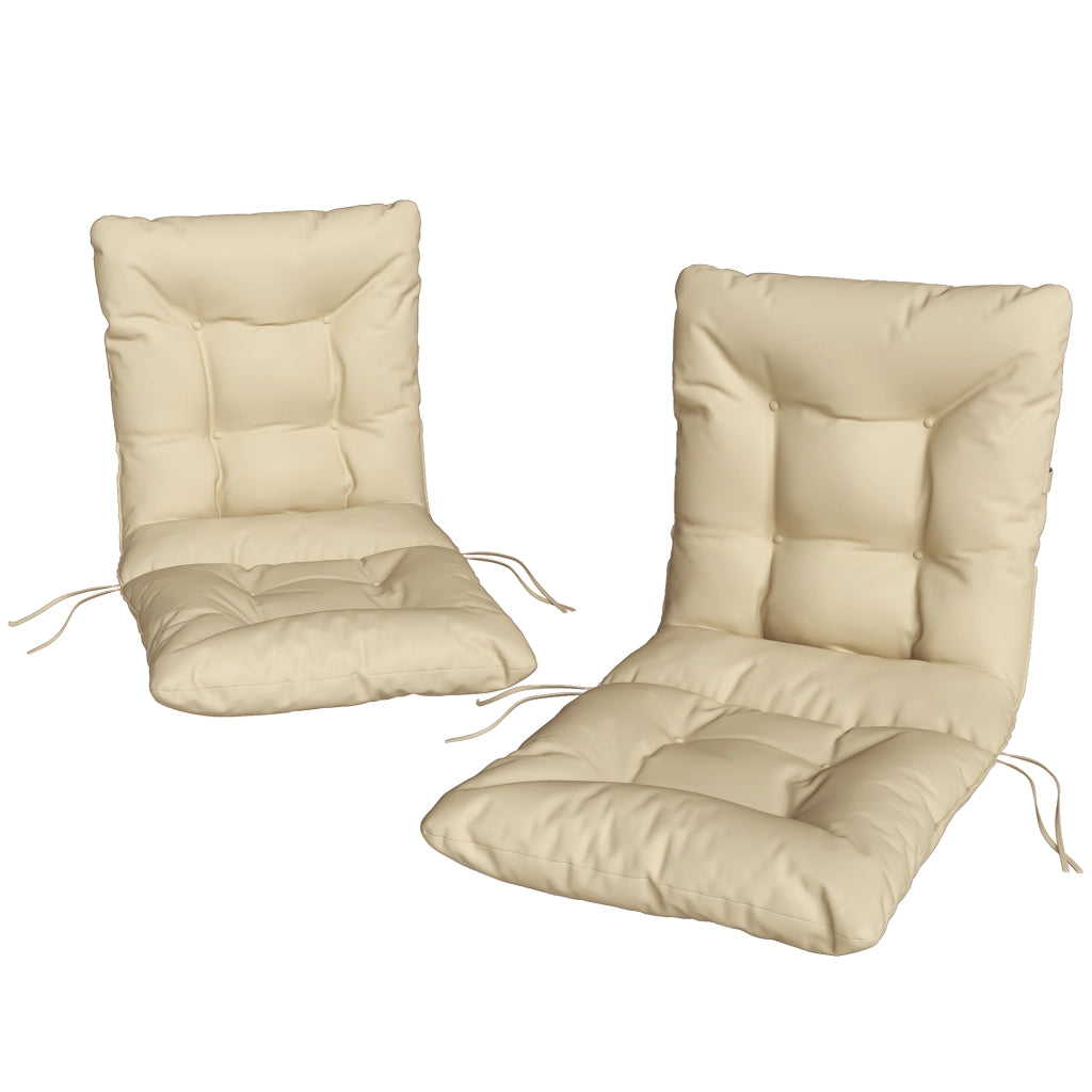 Cuscino per sedia da esterno con schienale e lacci beige imbottitura 8 cm idrorepellente per giardino
