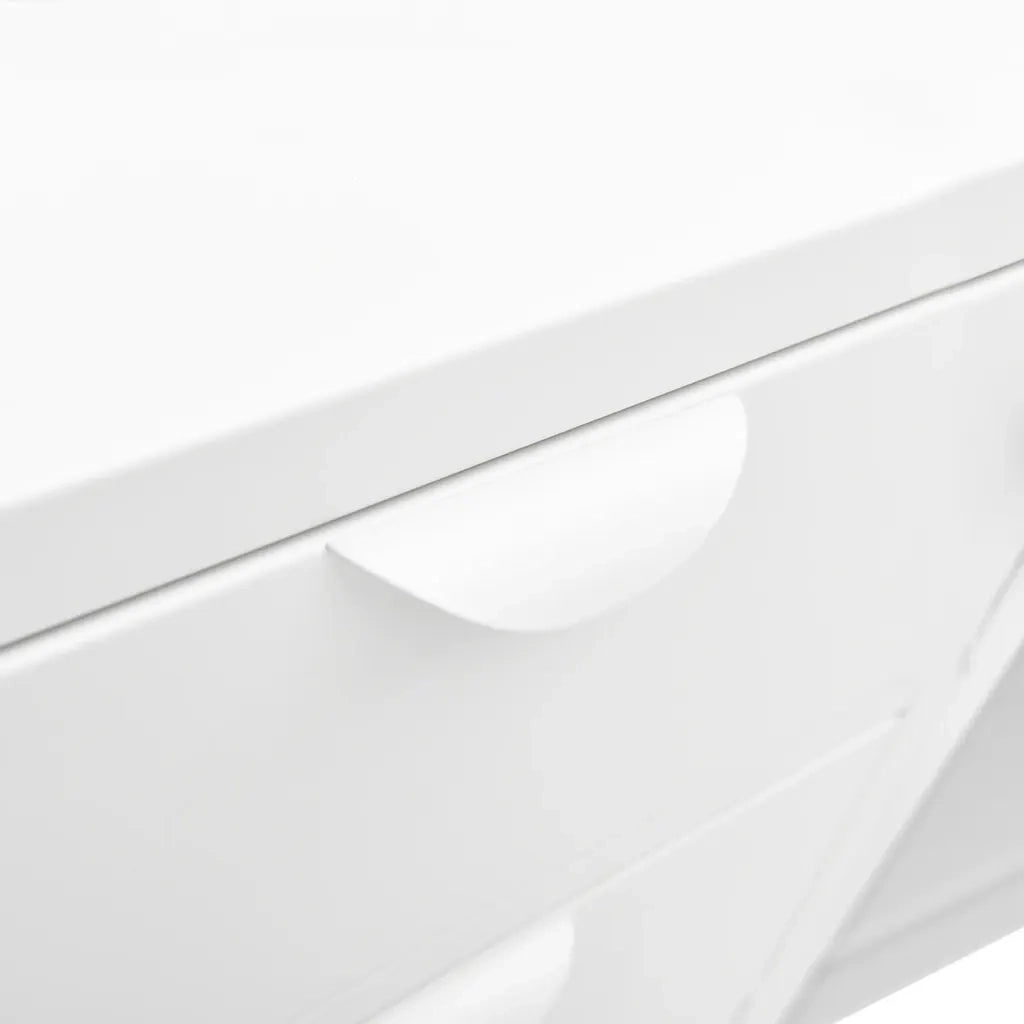 Credenza-Buffet-Armadio da cucina Bianca 105x35x70 cm in Acciaio e Vetro Temperato