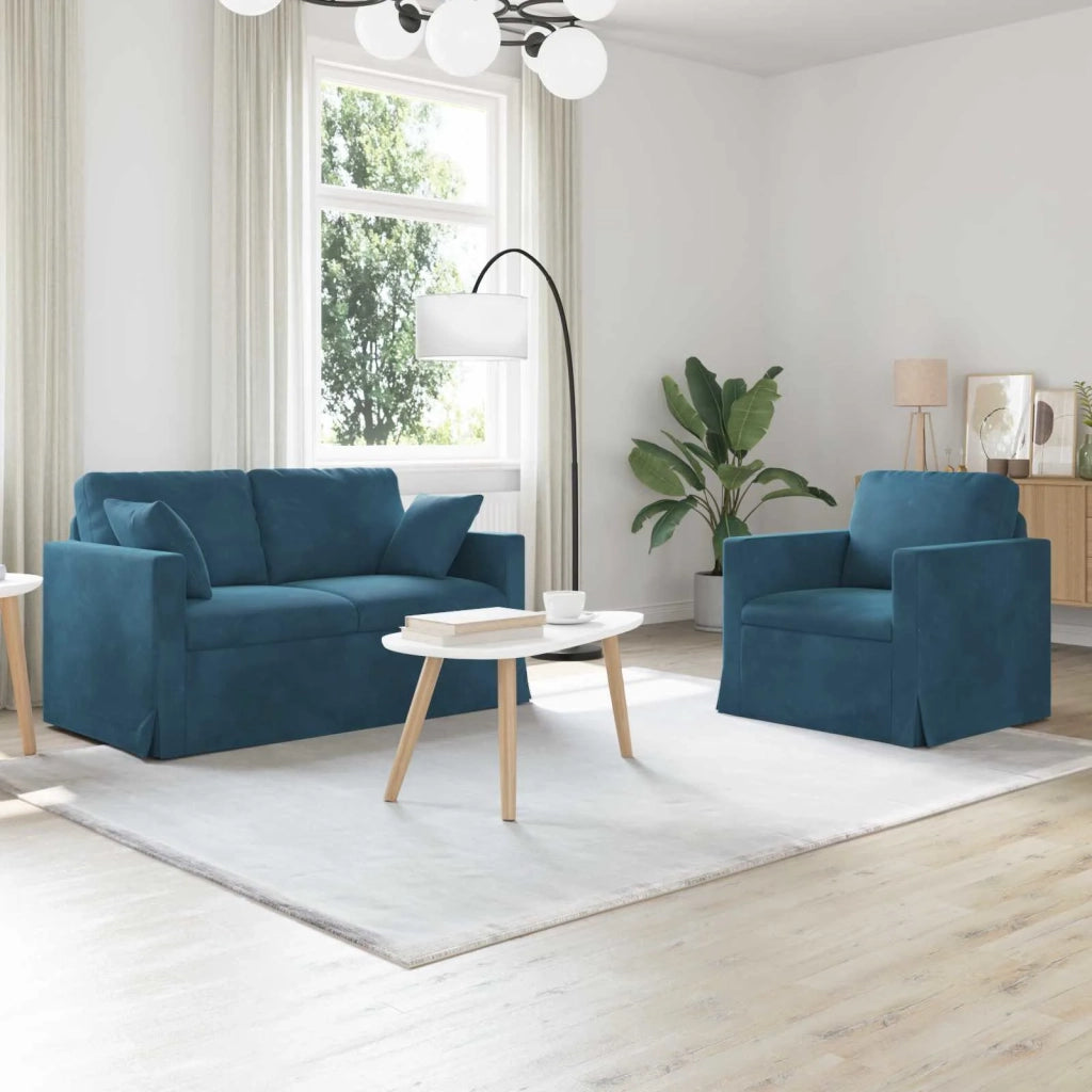Set di divani 2 pcs Blu 138 x 78 x 80 cm Velluto