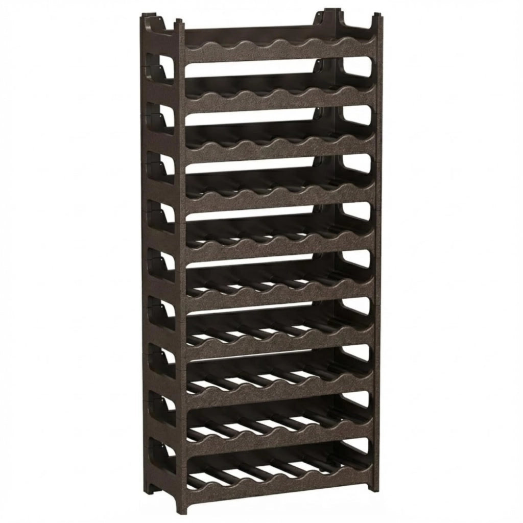 CookandSupply x TheWV Cantinetta Vino in Plastica Modulare Impilabile, Portabottiglie Effetto Pelle Martellata, 6 Bottiglie per Modulo, Scaffale Portavino Salvaspazio - Marrone Corten, 60