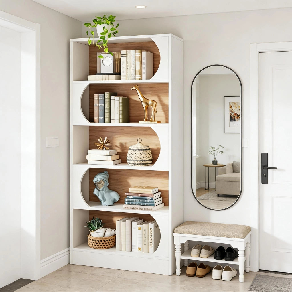 LIBRERIA a 5 ripiani in MDF bianco, freestanding