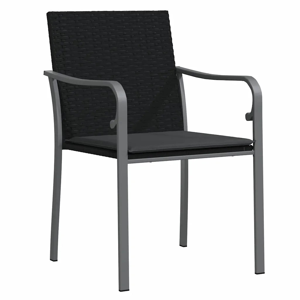 Set da Pranzo per Giardino 5 pz Nero e Grigio Rattan in PE 3379052