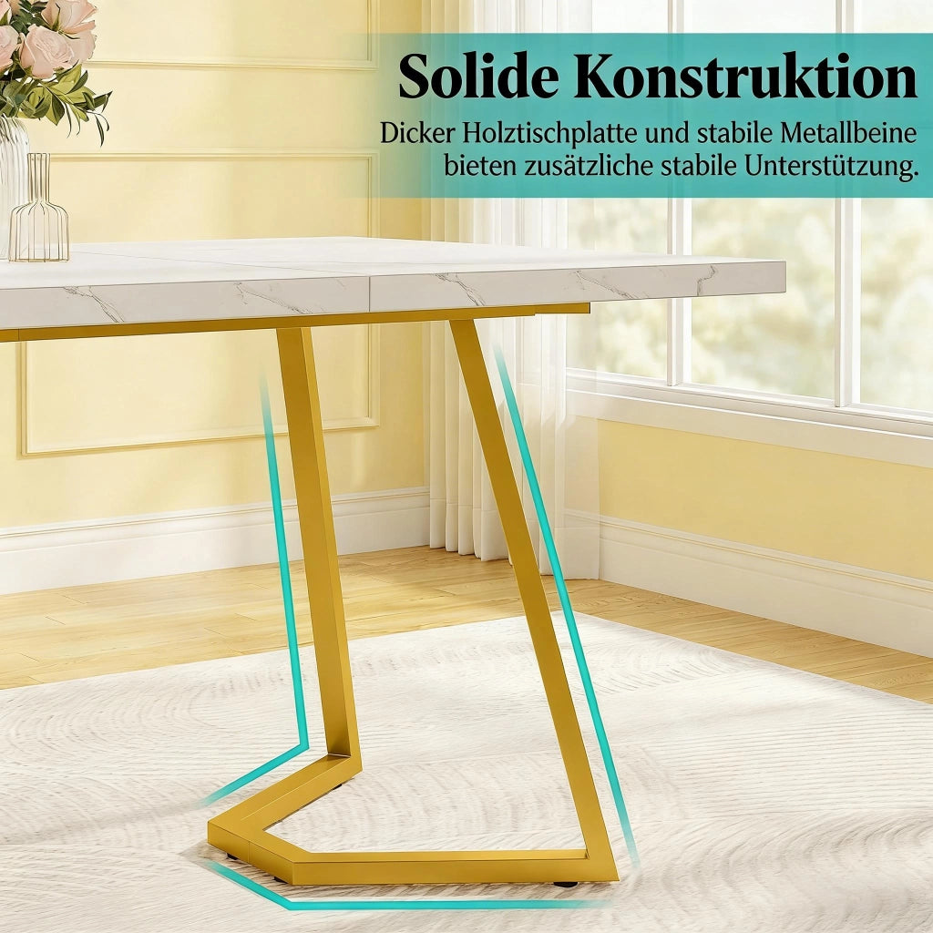 SCRIVANIA Moderna Bianco e Oro in Metallo e Legno