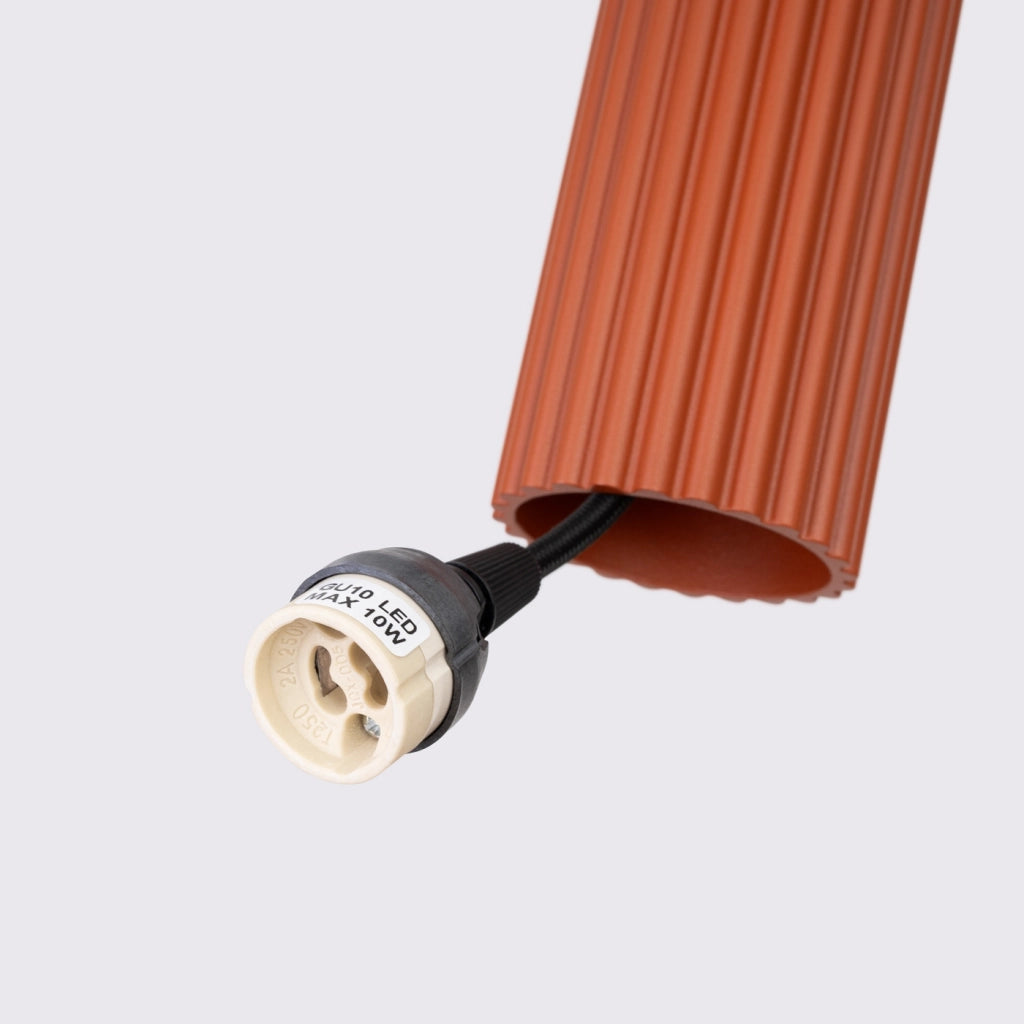 Lampada a sospensione KARBON 3L rosso ocra
