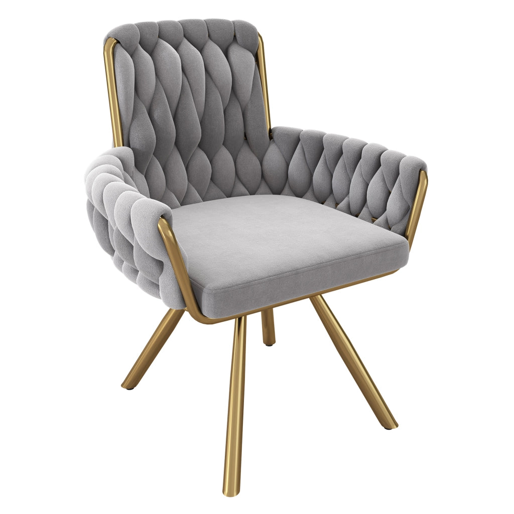 Sedia da Pranzo Girevole in Velluto, Set 2 Pezzi ¨C Xylo ¨C Grigio, Gambe in Metallo