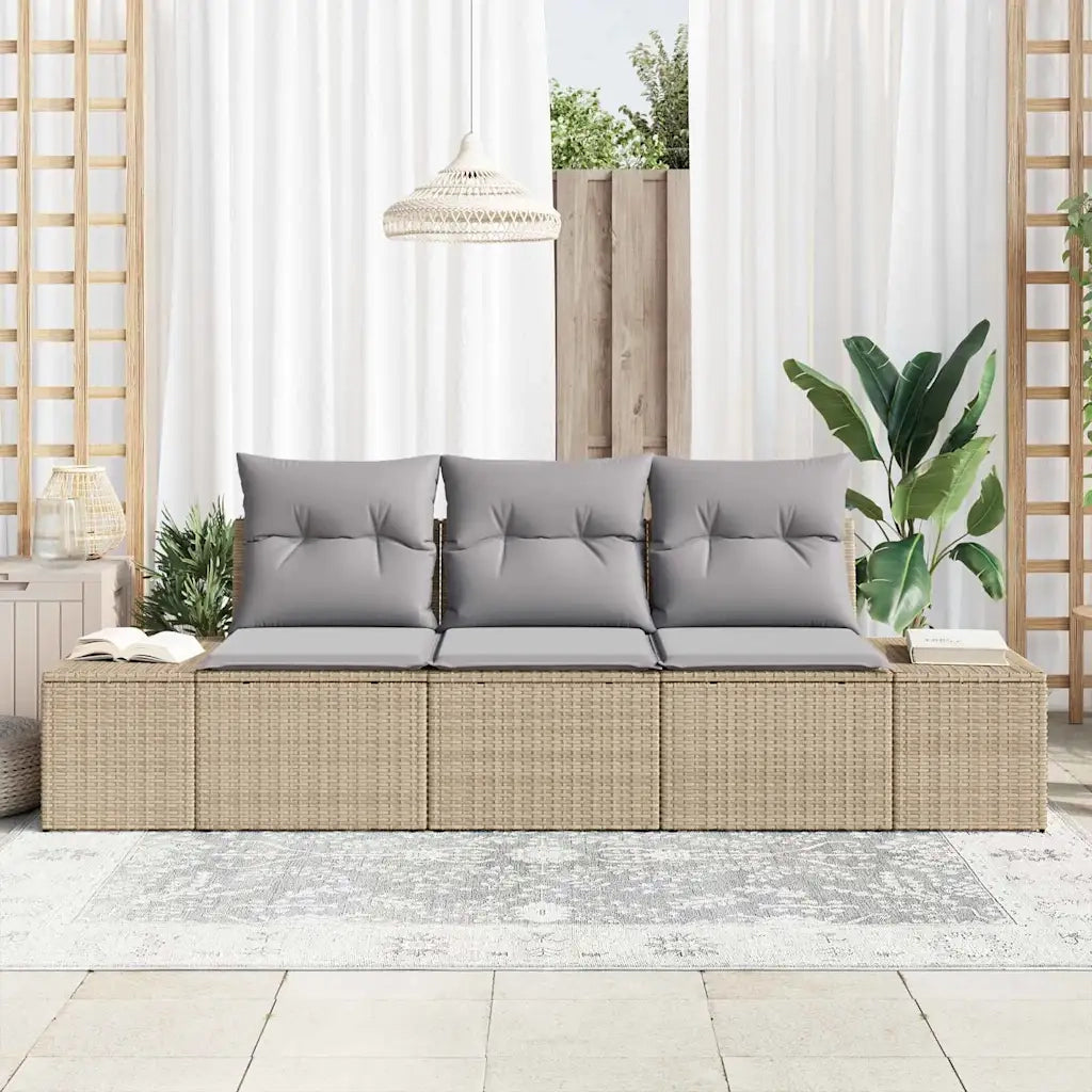 Set di divani con cuscino 3 pcs Beige polyrattan 3346920