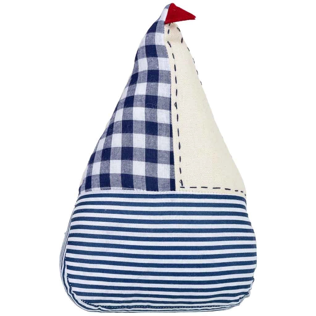 Fermaporta in cotone con barca blu, 17x8x24h cm