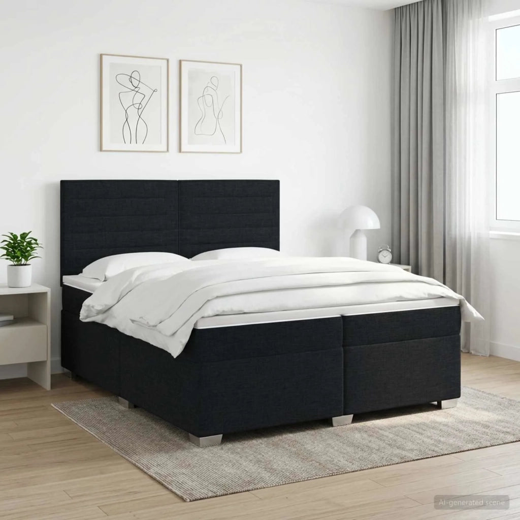 Letto box spring con materasso Nero 200 x 200 cm Tessuto 3453481