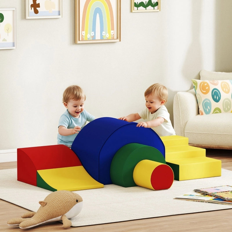 Set di 5 blocchi da costruzione morbidi per neonati e bambini piccoli, in schiuma, similpelle, 5 forme creative, set per interni per arrampicarsi,