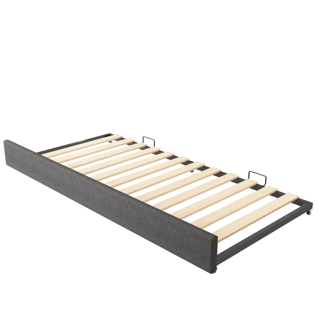 Letto imbottito grigio 90x190 cm con letto estraibile