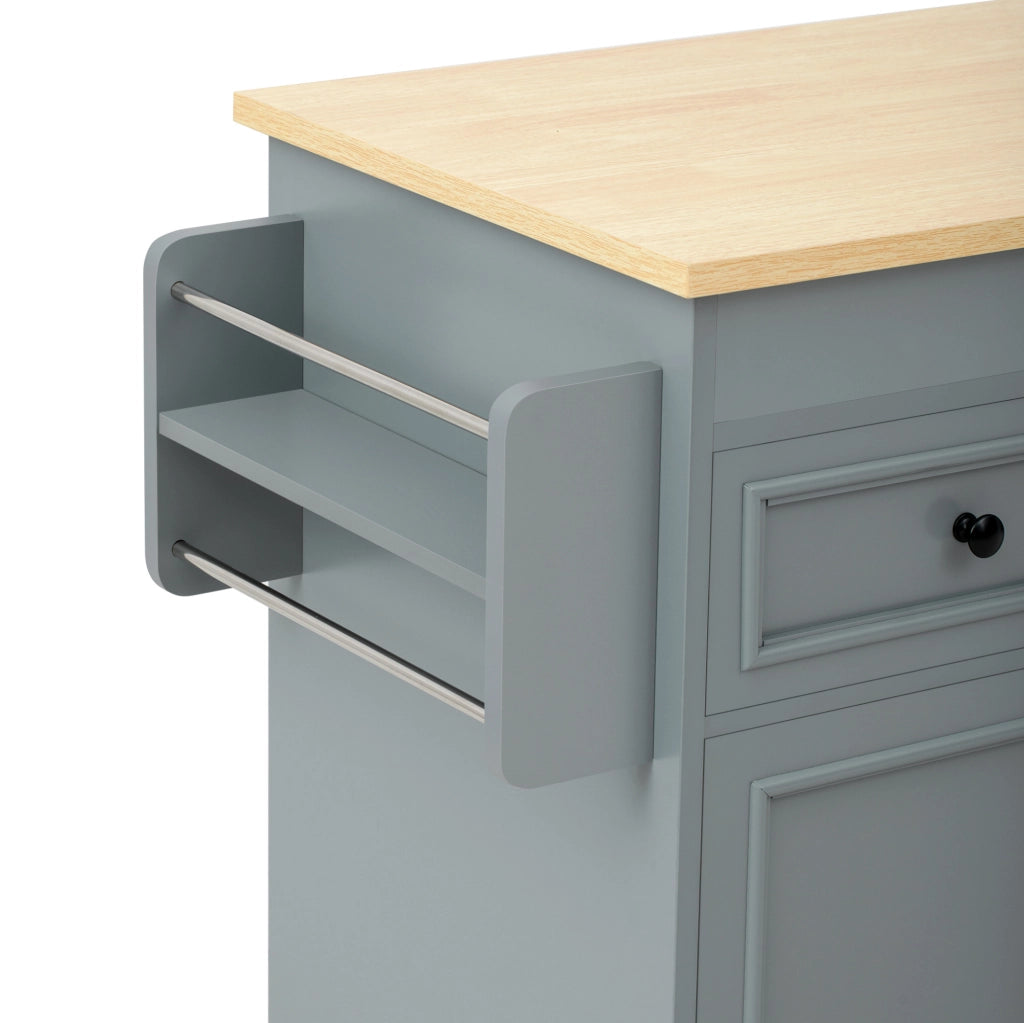 Isola cucina con ruote 188x45x92 cm in MDF grigio con piano estensibile