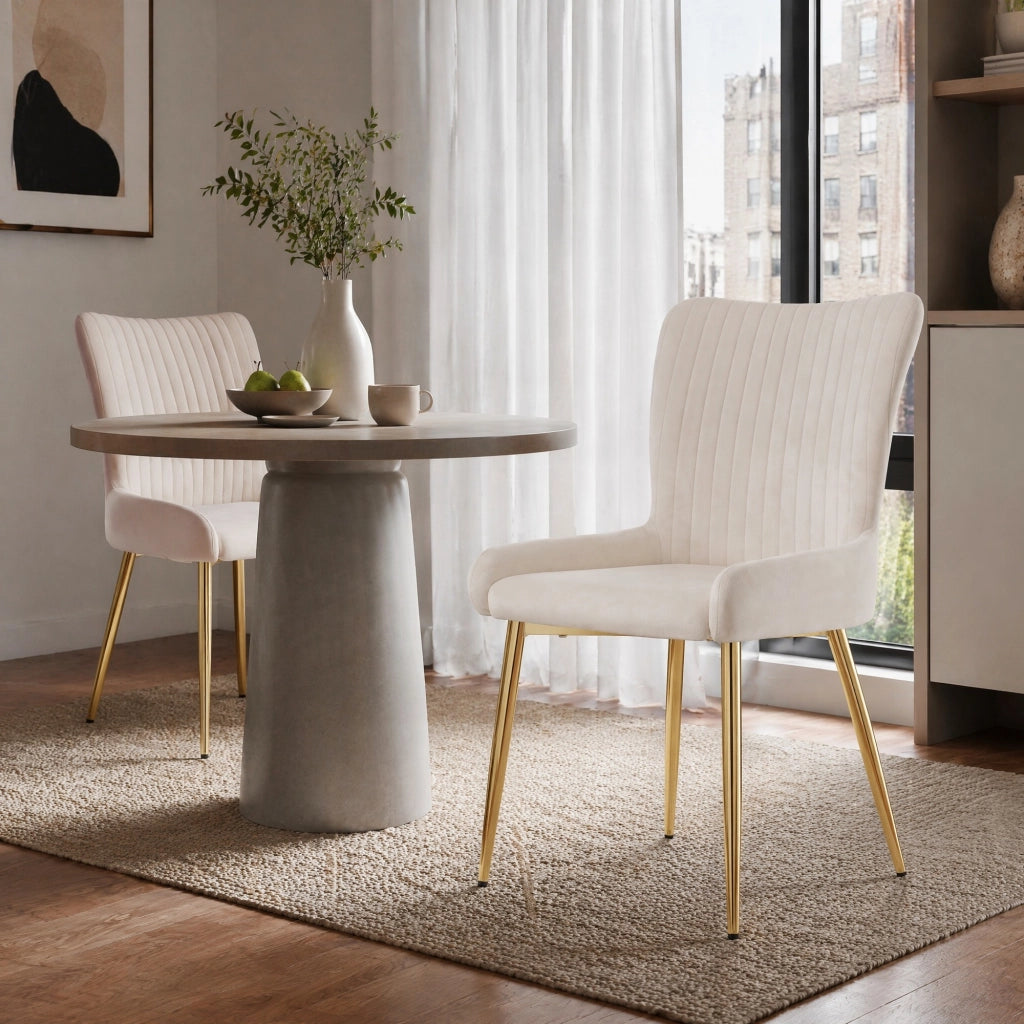SEDIA da pranzo in velluto, Set da 2 pezzi, Beige e Oro