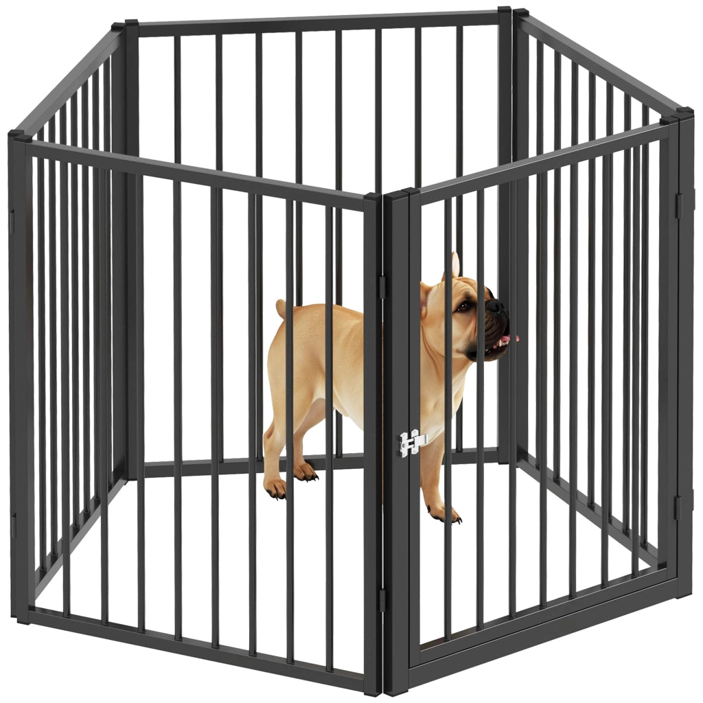 Recinto per Cani 5 Pannelli ¨C Xylo ¨C Pieghevole Portatile Nero