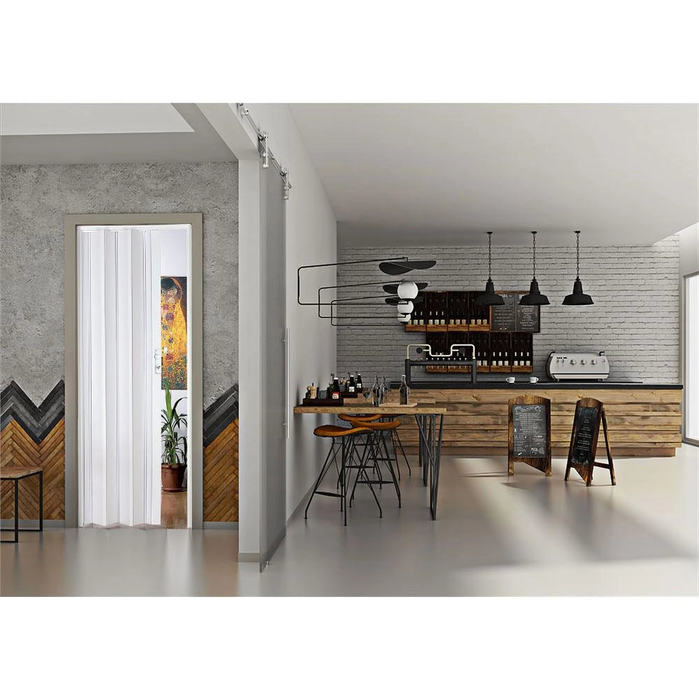 Porta a Soffietto da Interno 88,5x214 cm in PVC Florance Bianca Pastello