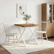80 x 80 x 75 cm Legno di Acacia Massello Naturale e Bianco 938805