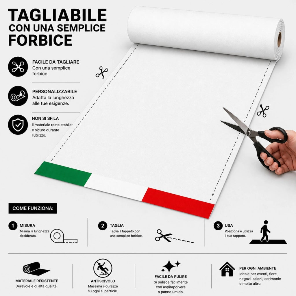 1mt x 5mt Passatoia Bianca Tappeto Bianco Feltro Bianco per eventi - Prodotto italiano