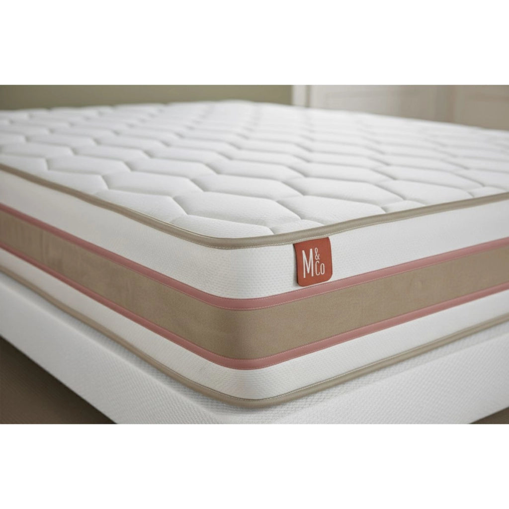 Pacchetto letto completo - Materasso 140x200cm + Box spring con doghe (kit) + 2 cuscini + Piumino - Le Délicat