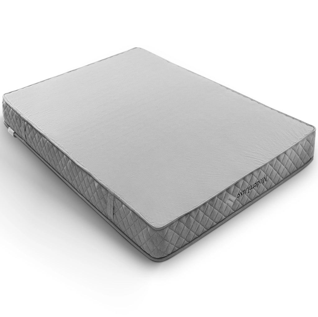 Letto imbottito 140x200 cm beige con materasso, LED, USB e contenitore