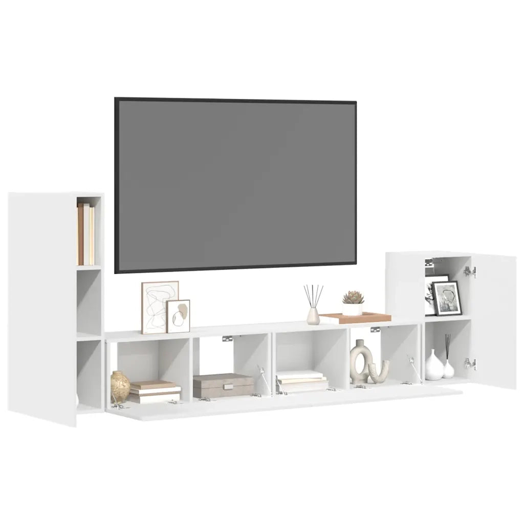 Set di Mobili Porta TV 4 pz-Credenza per TV Bianco in Legno Multistrato 395751