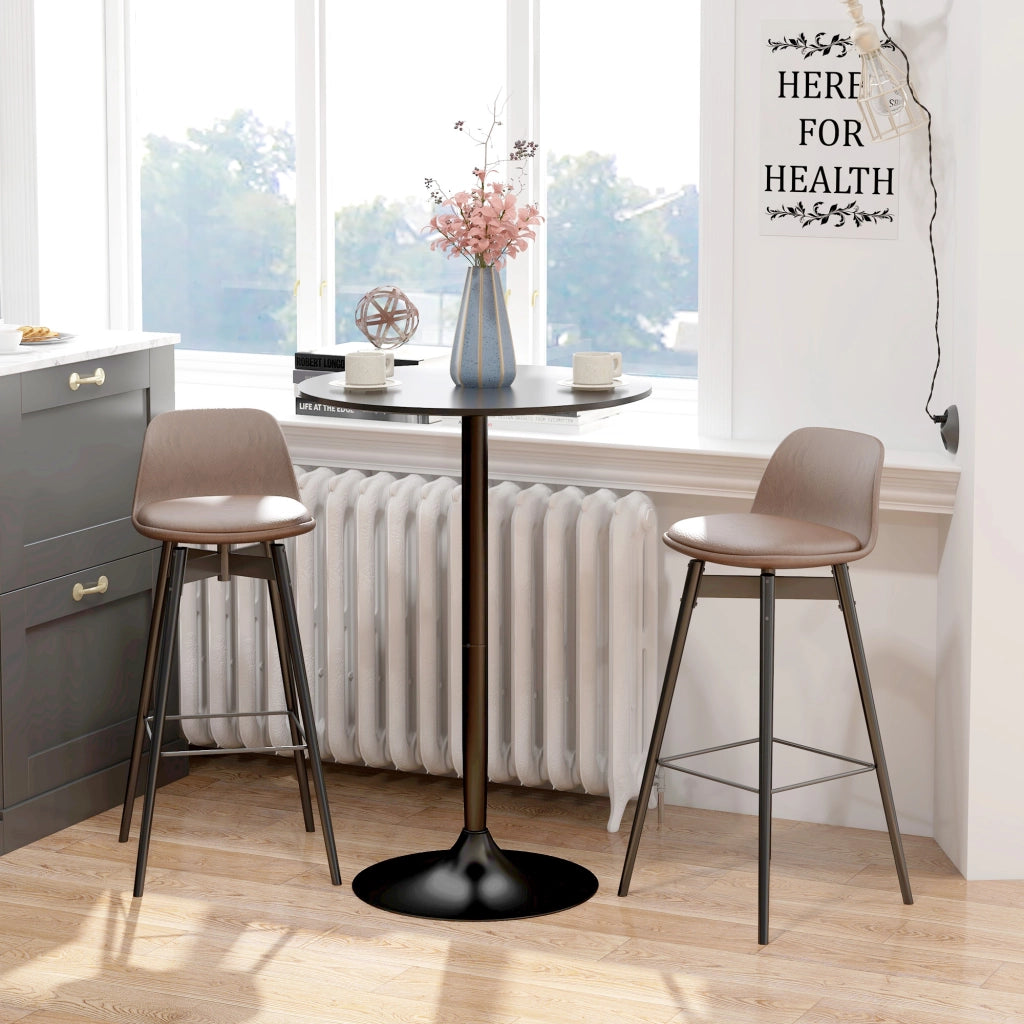 Tavolo da Bar Rotondo Moderno ¨C zephmum ¨C Nero, Acciaio e MDF, ?70x102cm