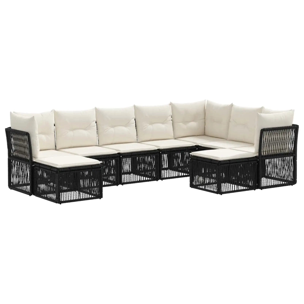 Set Divano da Giardino 9 pz Nero polyrattan 3434440