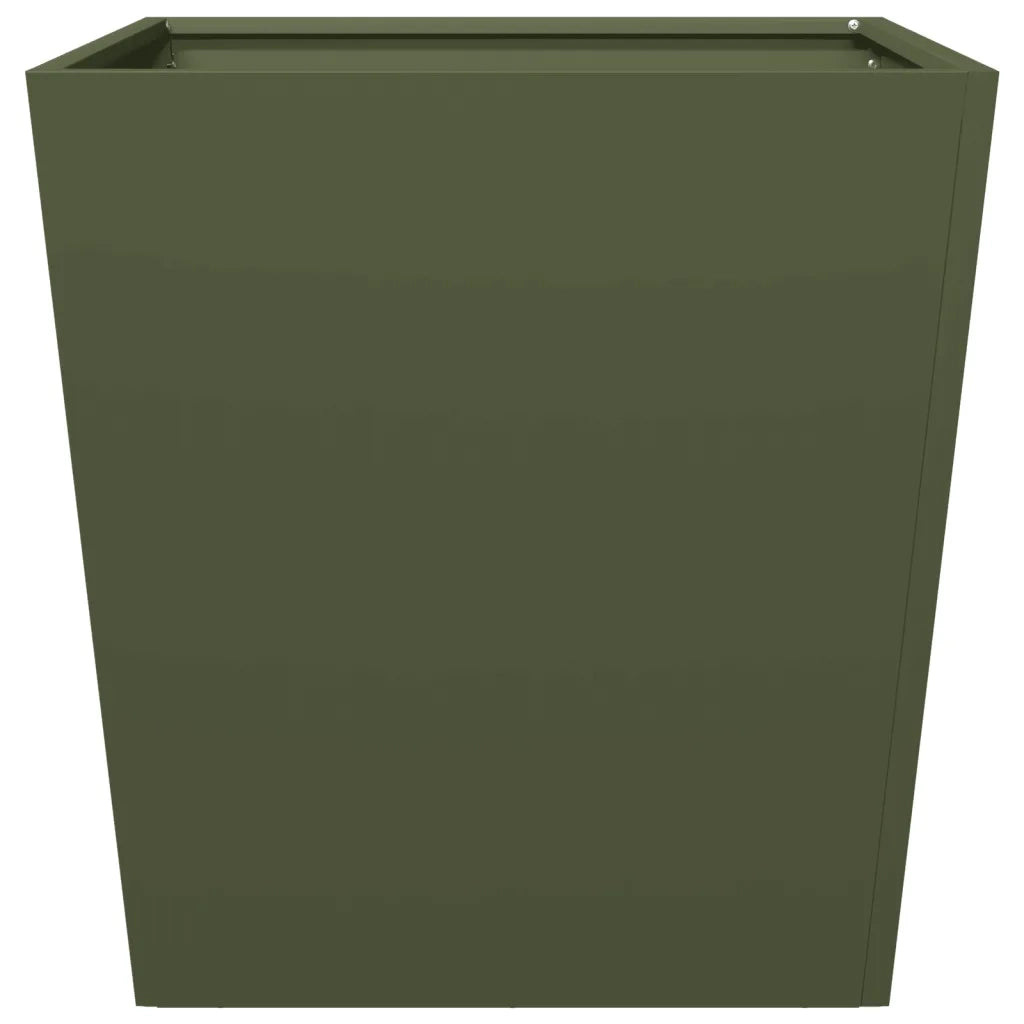 2 pz Fioriere | Cassetta per fiori | Vaso da Giardino Verde Oliva 50x50x50 cm in Acciaio