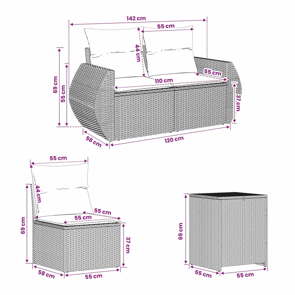 Set di divani 7 pz Beige e Grigio Chiaro 3448829