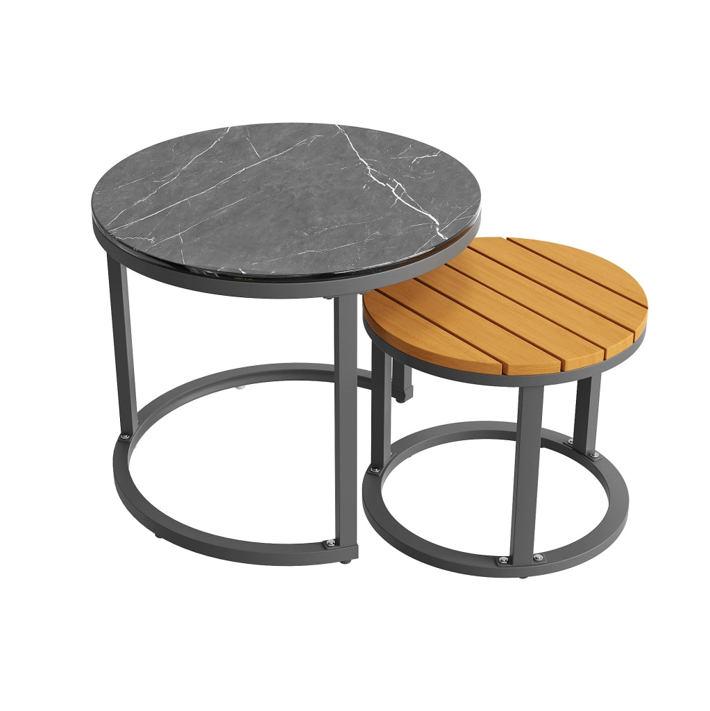 Set Salotto da Esterno Modulare 6 Pezzi per 5-6 Persone con Poltrone in PE Rattan e Tavolini per Giardino, Terrazza o Balcone, Grigio