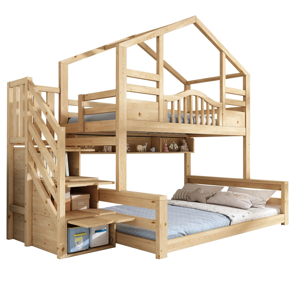 letto a castello legno beige 254 x 145 cm