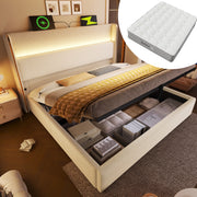 Letto matrimoniale 160x200 cm con LED, USB/Type-C e materasso