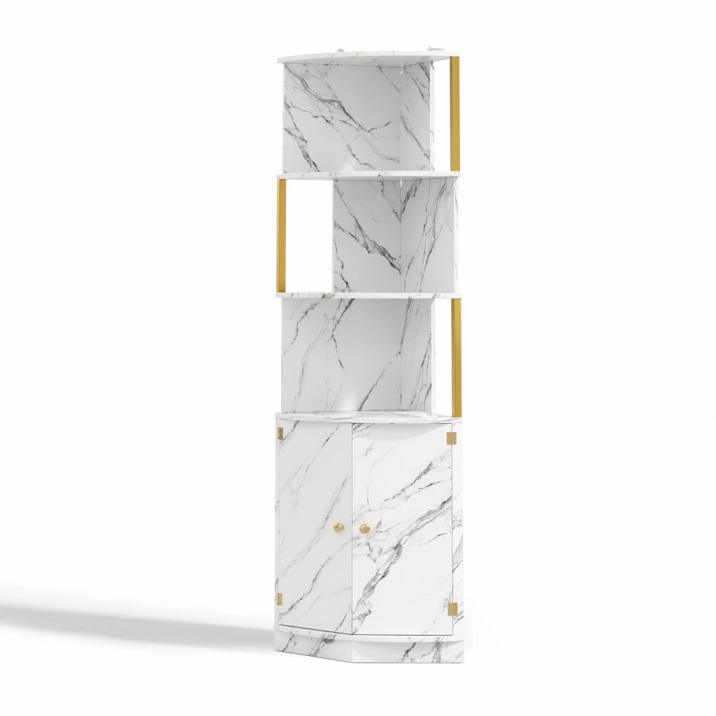 Armadio angolare con illuminazione LED e prese, 2 ante, per cucina/sala da pranzo/soggiorno, 38x38x180 cm