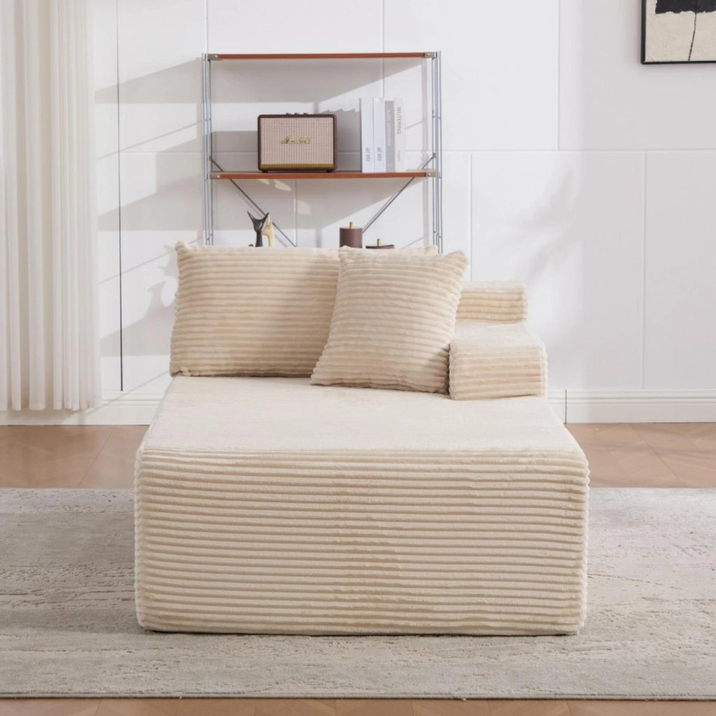 Divano compatto, divano modulare, tessuto chenille, schiuma ad alta elasticità 30D, base antiscivolo, 1 posto, beige
