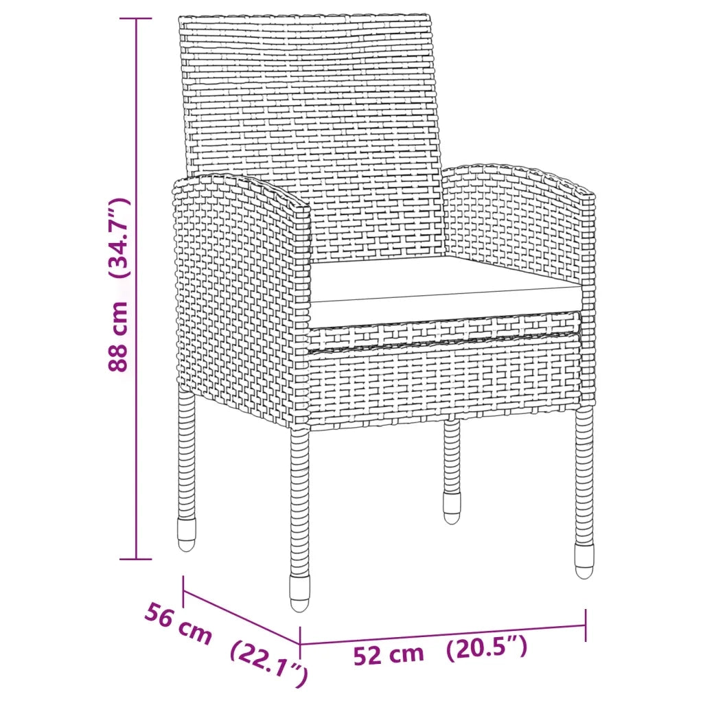 Set da Pranzo per Esterni 7 pz in Polyrattan Grigio 3120114