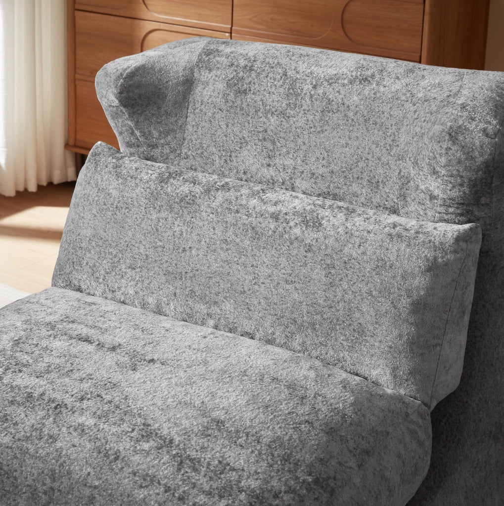 Poltrona ULEVR grigia in schiuma, seduta singola dal design moderno per soggiorno e camera da letto