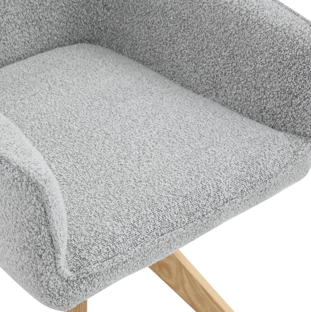 Set 2 sedie da pranzo girevoli 360° in tessuto grigio chiaro e legno massello HAVRYA
