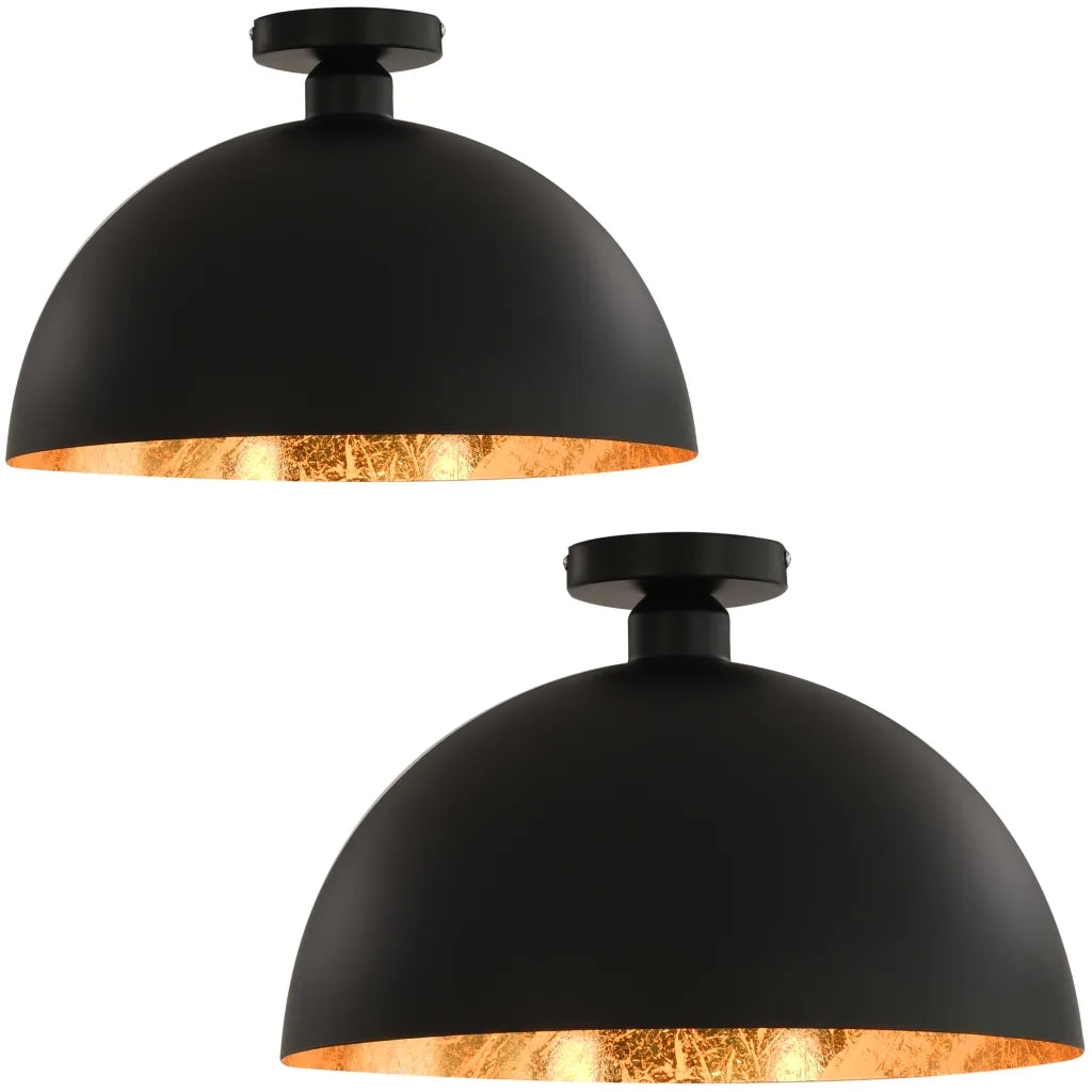 Set di 2 plafoniere semi-sferiche moderne per uso residenziale 35 x 17,5 cm in metallo nero 02_0045977