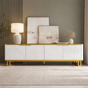 MOBILE TV 160x37,5x48 cm MDF Bianco con 4 ante e struttura in ferro
