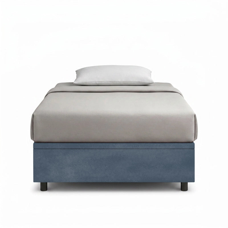Letto imbottito Singolo 80x190 cm BoxMax - Contenitore,Microfibra,Blu