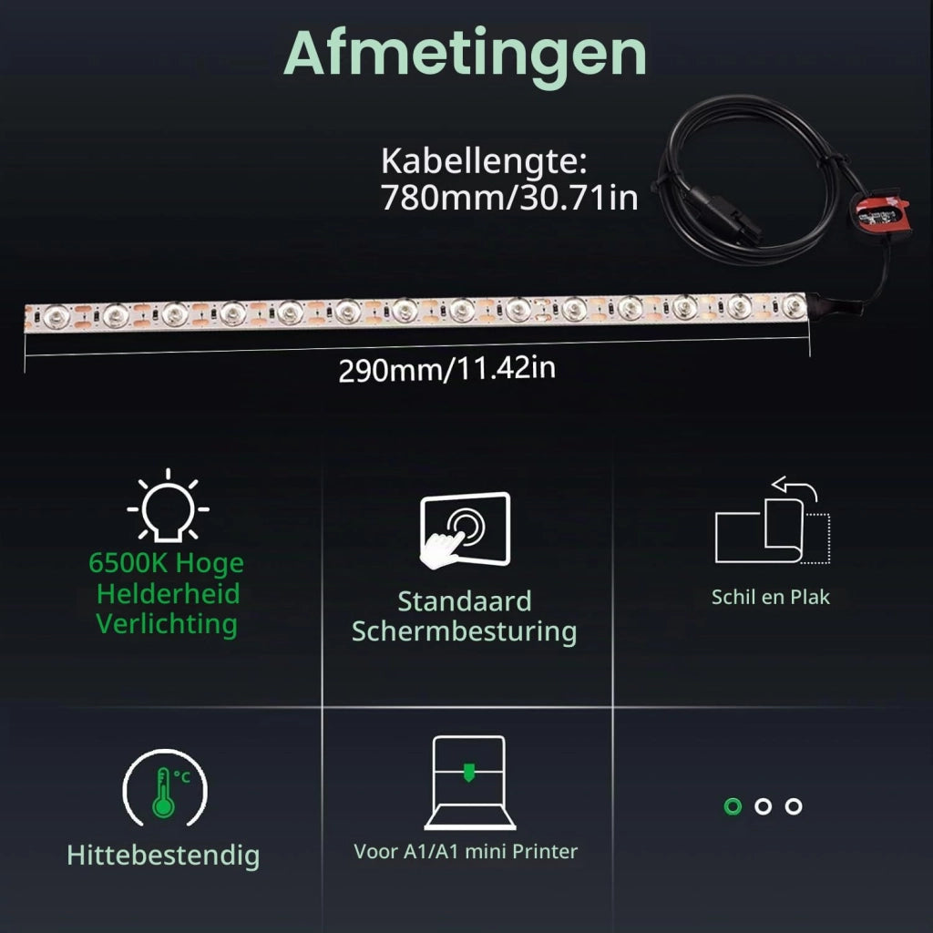 Striscia LED per stampante 3D Bambu Lab A1, 220 mm, luce calda