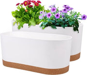 Due vasi autoirriganti per finestra 16"x7" con fori di drenaggio e piatti - Bianco