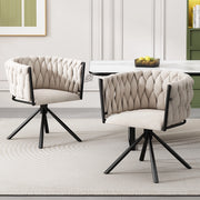 Sedia da Pranzo Girevole in Velluto, Set 2 Pezzi ¨C Xylo ¨C Beige, Gambe in Metallo