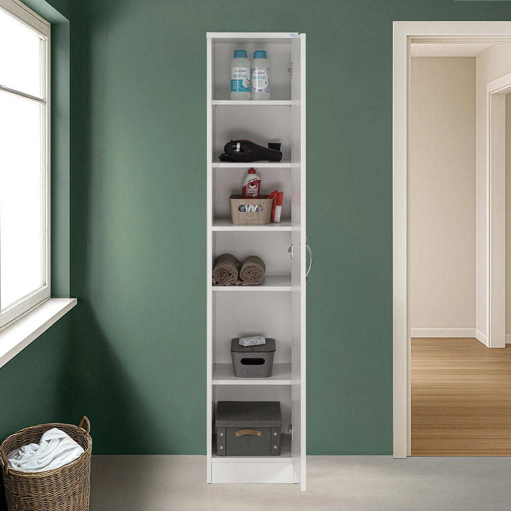 Colonna multiuso 36x182cm salvaspazio in legno bianco 1 anta linea Pilar
