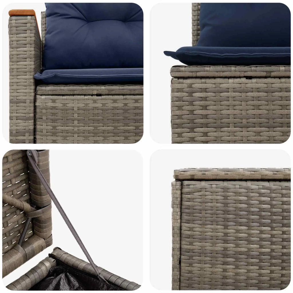Set di divani 7 pz Grigio e Blu Navy Rattan sintetico e Acciaio 3448861
