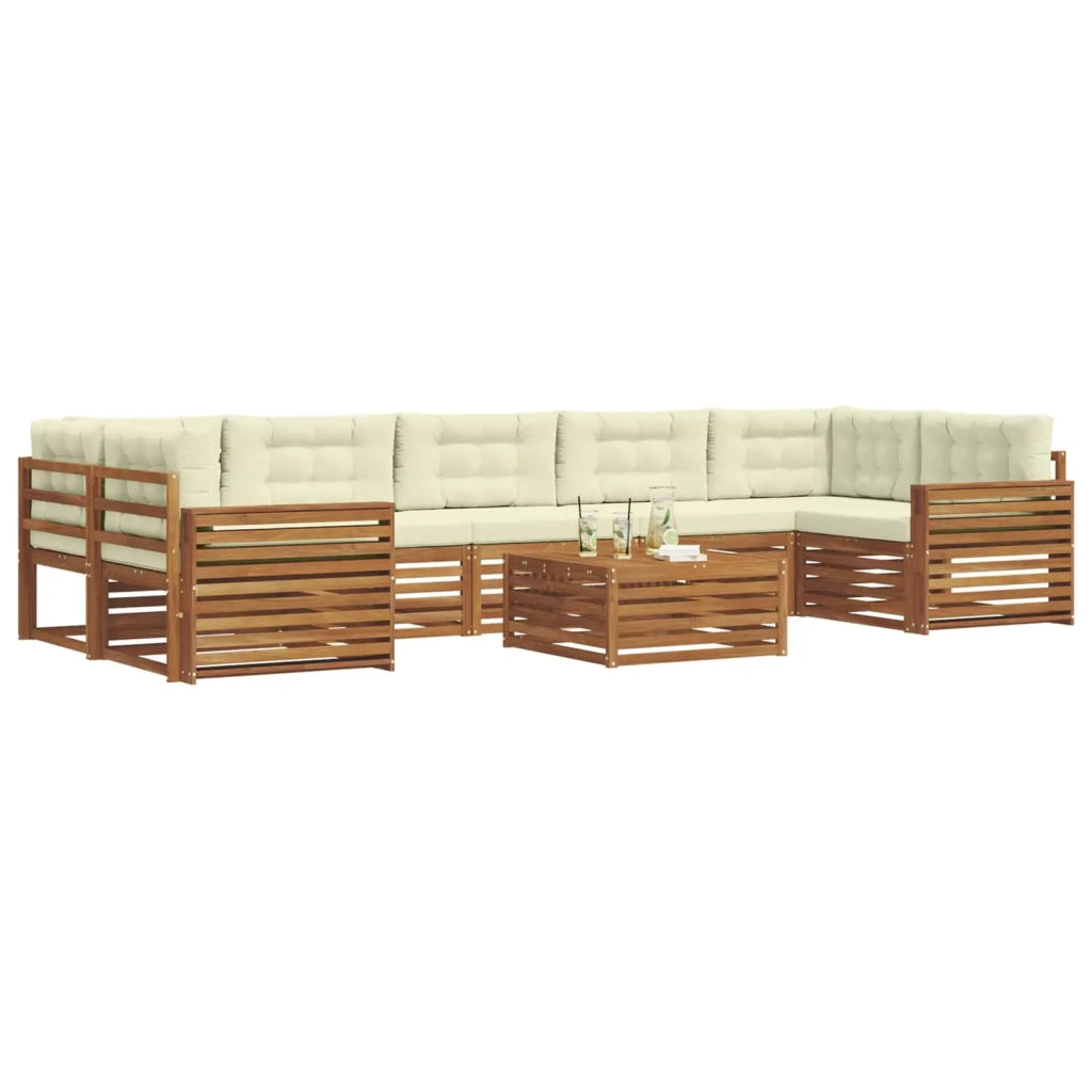 Set di divani da esterno con cuscino 8 pcs Naturale e Crema 3373185